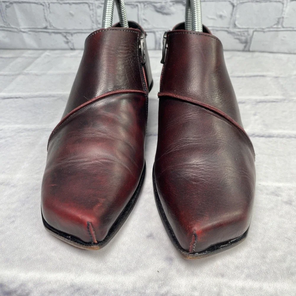 CYDWOK Vintage Women's Chalet-H Shoes Size 6.5 Side Zip 1-inch Heel Red Bordeaux